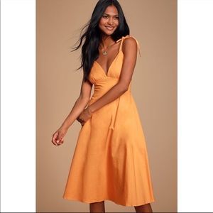 NWOT Lulus Style Refresh Orange Midi Skater Dress